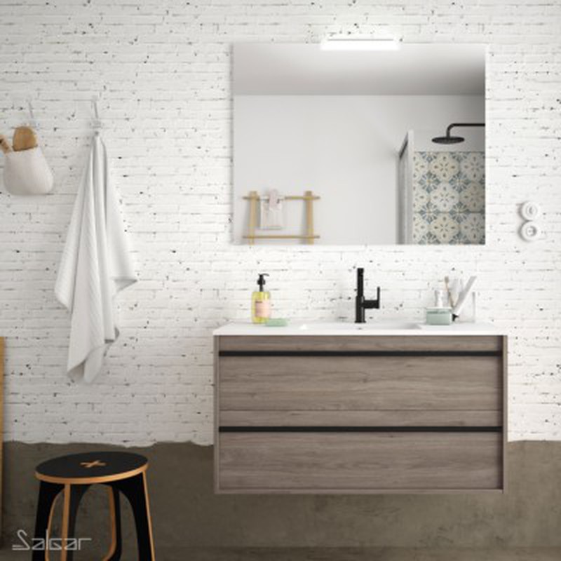 Conjunto Mueble De Ba O Attila Roble Eternity Lavabo Espejo