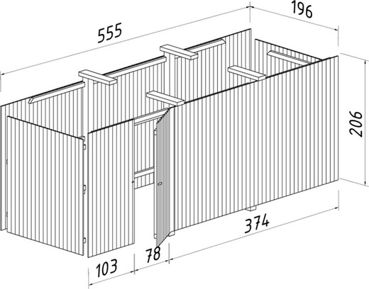 Stockage à bois Karl 10,9 m2 555 x 196 cm 102785