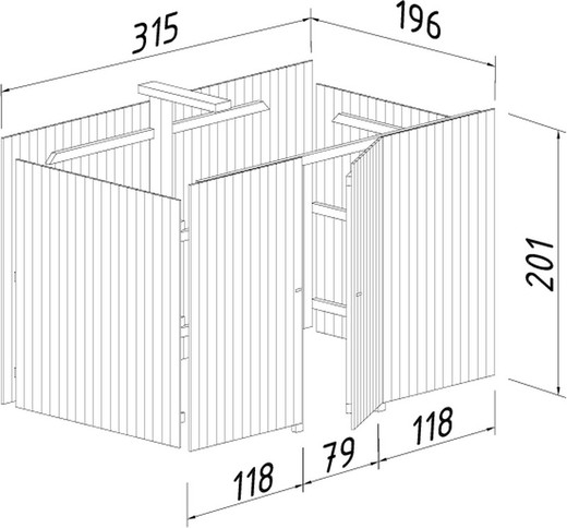 Remise bois Karl 6,2 m2 315 x 196 cm LA-3620 102781