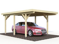 Carport garaje de madera Palmako karl 11.7 m2 360 x 512 cm + postes de 12 x 12 en madera laminada cp3651 101021