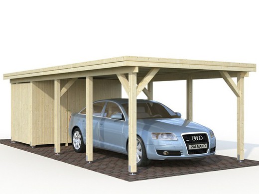 Carport garaje de madera Palmako karl 23.1 m2 360 x 762 cm + postes de 12 x 12 en madera laminada cp3676 101025