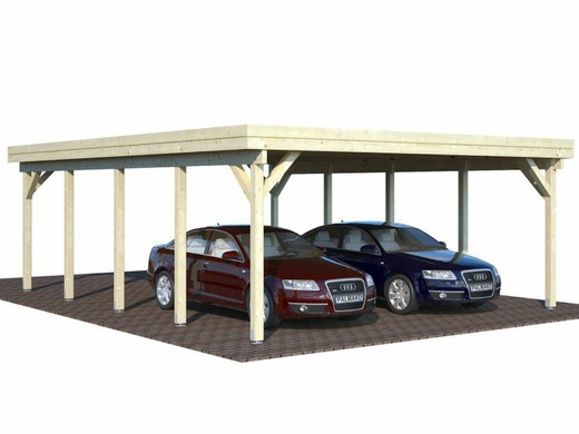 Garagem de garagem de madeira Palmako karl 40,6 m2 600 x 762 cm + 12 x 12 postes em madeira laminada cp6076 101037