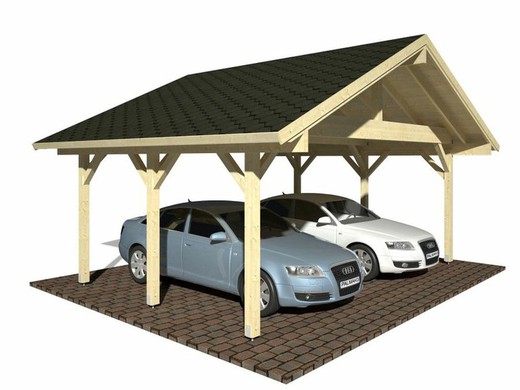 Carport garaje de madera Palmako robert 20.6 m2 555 x 372 cm + postes de 12 x 12 en madera laminada cp5637 101029