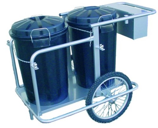 Chariot de balayage INOX avec 2 seaux noirs 9830-I