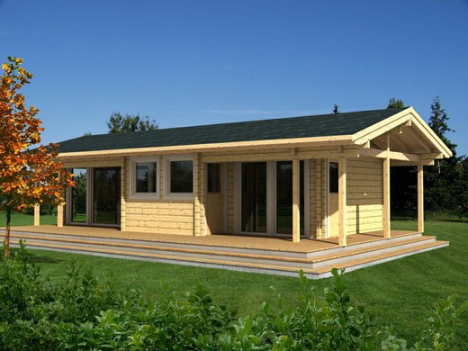 Casa de madera prefabricada astrid Palmako 83.3 m2 madera maciza 70 mm