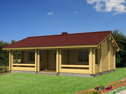 Casa de madera prefabricada elly Palmako 61.9 m2 madera laminada 114 mm