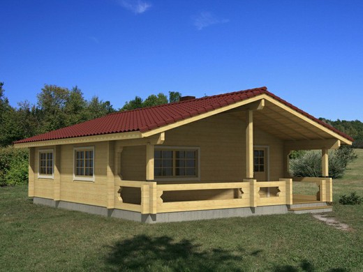 Casa de madeira pré-fabricada Ingrid Palmako 69,90 m2 de madeira maciça 70 mm