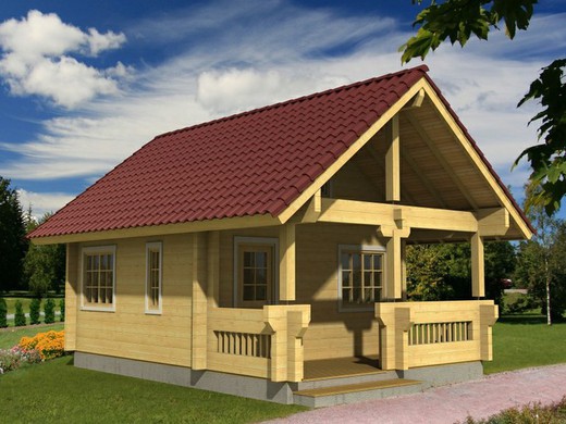 Casa de madera prefabricada johanna Palmako 47.6 m2 madera maciza 70 mm