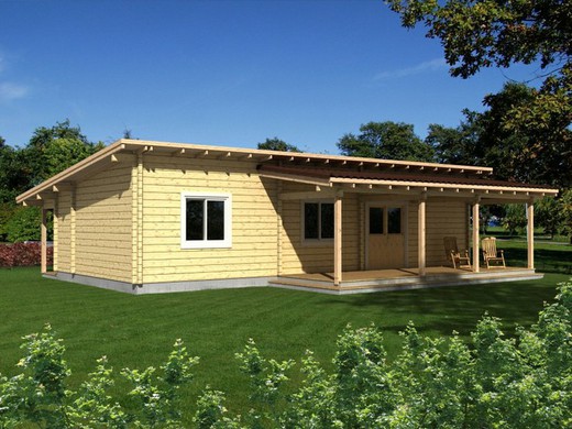 Casa de madera prefabricada solveig Palmako 93.2 m2 madera laminada 114 mm