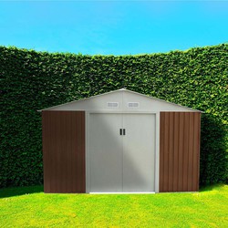 Caseta de jardín acero galvanizado marrón claro 191x810x198 cm