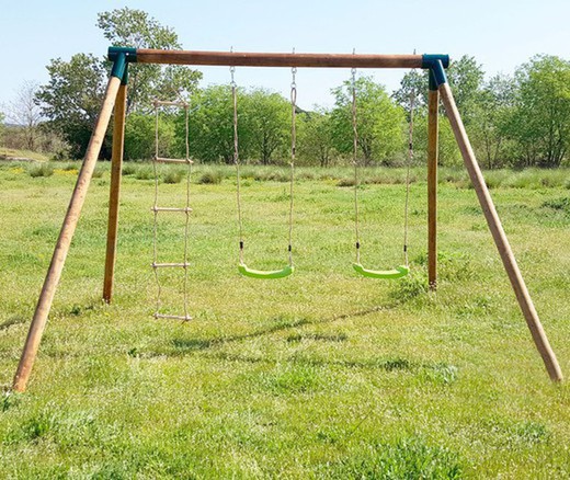 Balançoire en bois MASGAMES KIBO DELUXE Triple 2 places + échelle MA700029