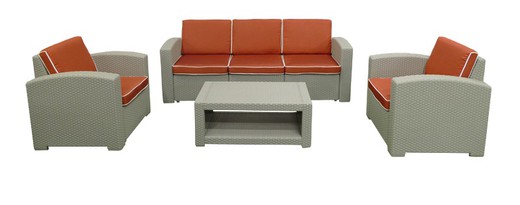 Conjunto de Jardin de resina Chillvert TREVISO Gris Claro KCH406