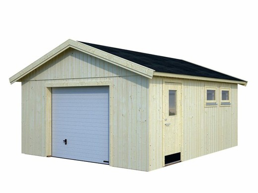 Garaje de madera Palmako andre 21.5 m2 448 x 548 cm el18-4555-3 101159 con puerta seccional