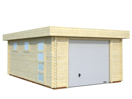 Garaje de madera Palmako rasmus 19.0 m2 380 x 570 cm fr44-3857-5  102419 con puerta seccional