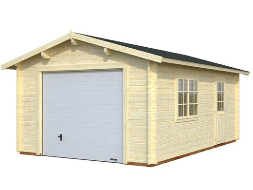 Garaje de madera Palmako roger 19.0 m2 380 x 570 cm fr44-3857-2 102355 con puerta seccional