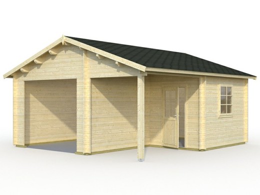Garaje de madera Palmako roger 21.9 + 5.2 m2 530 x 570 cm fr44-5357 101872 sin puerta