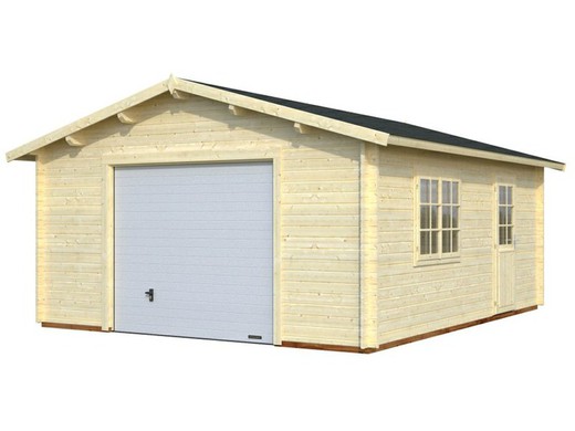 Garaje de madera Palmako roger 23.9 m2 470 x 570 cm fr44-4757-4 102502 con puerta seccional