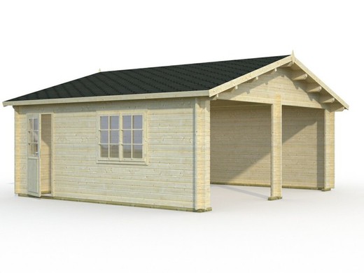 Garaje de madera Palmako roger 28.4 m2 595 x 530 cm fr44-5953 101907 sin puerta