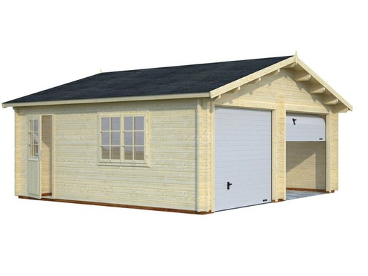 Garaje de madera Palmako roger 28.4 m2 595 x 530 cm fr44-5953-2 102403 con puerta seccional