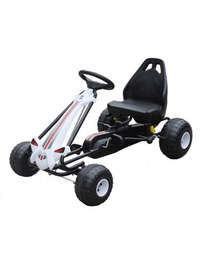 Coche a pedales Go Kart para niños-Blanco