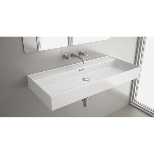 Lavatório VENETO 1010 WHITE PORCELAIN um lavatório sem sifão ou ralo clicker sem torneira 1010 x 120 x 460 mm