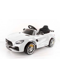 Mercedes AMG GTR 12 voltios Motor 15W * 2 (105x57x45). Coche para niños con puerto mp3, luces LED, 2.4G R / C, control de sonido, indicador de batería, tecla de inicio, color plástico Asiento de plástico.  Color Blanco