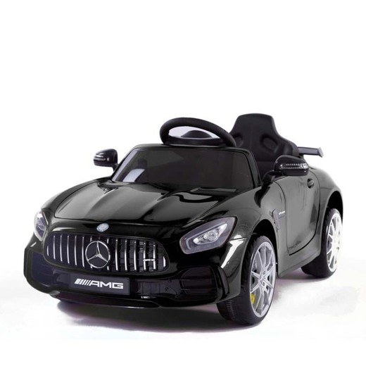 Mercedes AMG GTR 12 voltios Motor 15W * 2 (105x57x45). Coche para niños con puerto mp3, luces LED, 2.4G R / C, control de sonido, indicador de batería, tecla de inicio, color plástico Asiento de plástico.     Color Negro