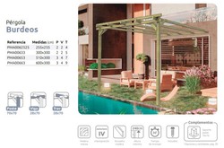 Pergola Adosada de madera Maciza BURDEOS con tratamiento Autoclave A4 + tornilleria