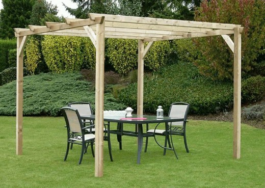 Pergola de madera Maciza JEREZ con tratamiento Autoclave A4 + Tornilleria INCLUIDA