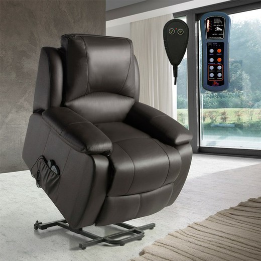 Sillón de masaje elevador con vibracion y calor lumbar ECO-DE PREMIUM LUXURY PIEL 100% VACUNO ECO 8620UP