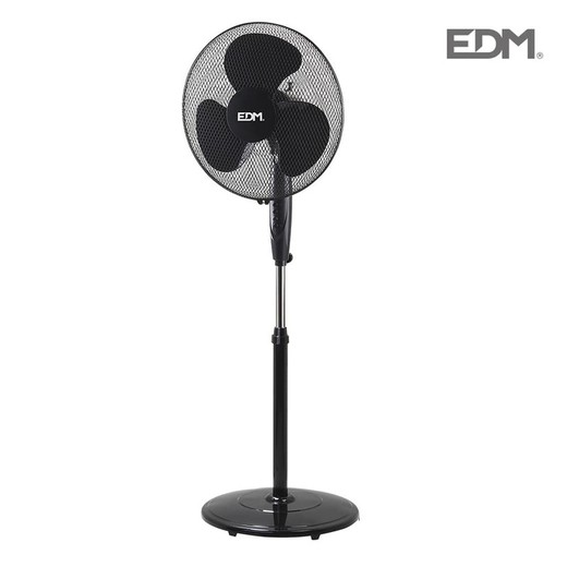 Ventilador de pé com base circular preta de 45w ø lâminas de 40 cm altura ajustável 110-130 cm edm