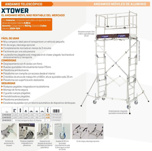 X-TOWER 4.8 m altura trabajo plegable EL ANDAMIO MÓVIL MAS RENTABLE DEL MERCADO 22405530