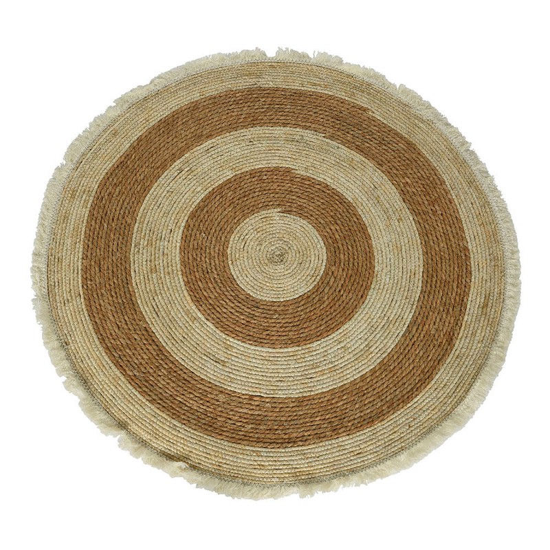 Alfombra fibra coco redonda 100cm marron — Zurione