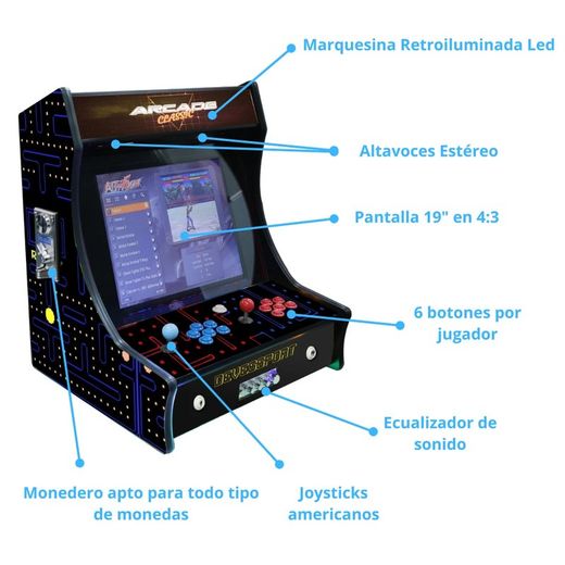 Arcade Bartop “PacMan” Pantalla 19″ 2 Jugadores +6000 juegos Alpha Fight 3726