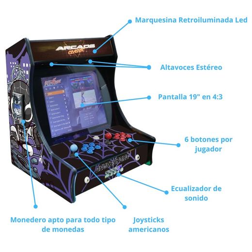 Arcade Bartop “Spider” Pantalla 19″ 2 Jugadores +6000 juegos Alpha Fight 3721