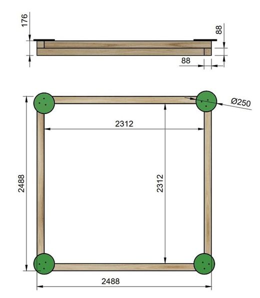Arenero MASGAMES SKOLI 2.48 x 2.48 metros uso comercial Horeca MA500175