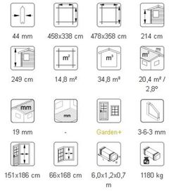 Cabaña de madera Palmako bret 14.8 m2 478 x 358 cm fr44-4839 109159 sin suelo