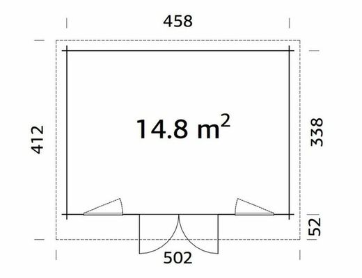 Cabaña de madera Palmako bret 14.8 m2 478 x 358 cm fr44-4839 109159 sin suelo