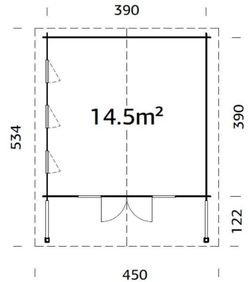 Cabaña de madera PALMAKO CATHERINE 14.5 m2 534 x 450 cm FR44-4141-6 109887
