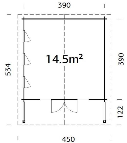 Cabaña de madera PALMAKO CATHERINE 14.5 m2 534 x 450 cm FR44-4141-6 109887