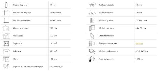Cabaña de madera PALMAKO CATHERINE 14.5 m2 534 x 450 cm FR44-4141-6 109887