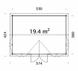 Cabaña de madera Palmako claudia 19.4 m2 550 x 400 cm frkk44-5540-2 102387