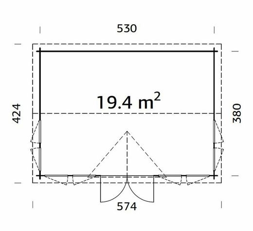 Cabaña de madera Palmako claudia 19.4 m2 550 x 400 cm frkk44-5540-2 102387