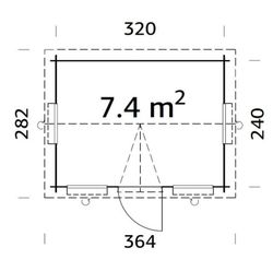 Cabaña de madera Palmako claudia 7.4 m2 340 x 260 cm frbd28-3426 101753