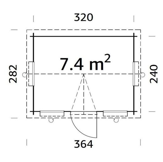 Cabaña de madera Palmako claudia 7.4 m2 340 x 260 cm frbd28-3426 101753