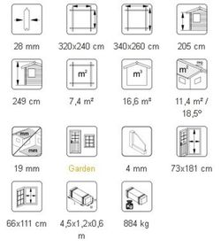 Cabaña de madera Palmako claudia 7.4 m2 340 x 260 cm frbd28-3426 101753