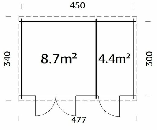 Cabaña de madera Palmako ella 13.1 m2 477 x 340 cm fr28-4732 108218
