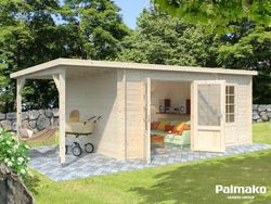 Cabaña de madera Palmako ella 13.1+3.9 m2 477 x 340 cm fr28-6132-1 108222