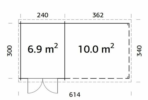 Cabaña de madera Palmako ella 6.9 + 10.0 m2 610 x 320 cm frb28-5930 101607