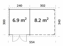 Cabaña de madera Palmako ella 6.9 + 8.2 m2 550 x 320 cm frb28-5330 101595